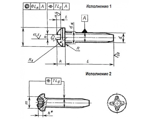 Винт резьбонарезающий ГОСТ 10621-80 Исп.1 с полукруглой головкой прямым шлицем и полной резьбой оцинкованная сталь, M4x12 мм  — Винты резьбовыдавливающие и резьбонарезающие