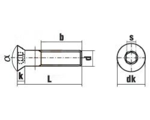 Винт ISO 10642 (A2) с потайной головкой и внутренним шестигранником, M16X100