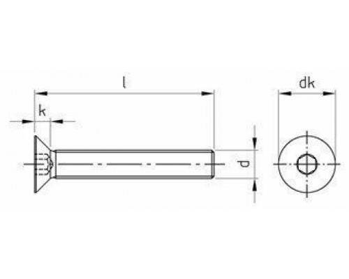 Винт ISO 10642 (A4) с потайной головкой и внутренним шестигранником, M12X120