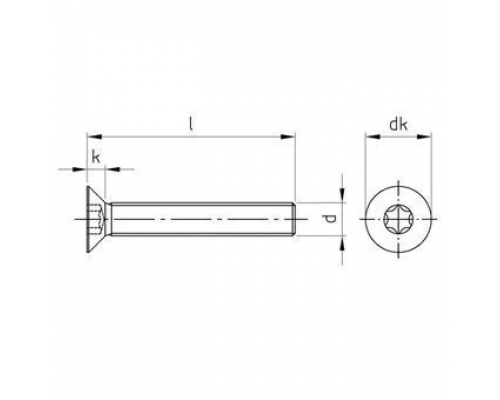 Винт ISO 10642 (A2) с потайной головкой шлиц Torx, M8X12