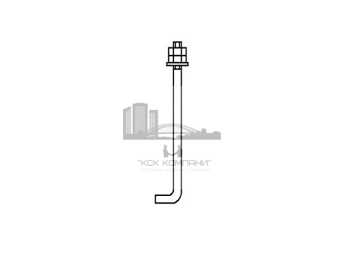 Болт фундаментный анкерный изогнутый ГОСТ 24379.1-80 Тип 1.1 сталь без покрытия, M48x2360 мм  купить в Москве