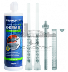 Химический клеевой анкер RAWLPLUG (РАВПЛАГ) R-KEM-II-175-SET без стирола набор с анкерными шпильками и пластиковыми гильзами для применения в бетоне и