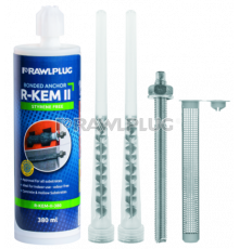 Химический клеевой анкер RAWLPLUG (РАВПЛАГ) R-KEM-II-175-SET без стирола набор с анкерными шпильками и пластиковыми гильзами для применения в бетоне и