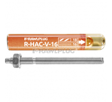 Химический анкер капсула RAWLPLUG (РАВПЛАГ) R-HAC-V-08 без стирола для забивания с анкерными шпильками в бетон без трещин (винилоэстровая смола), M8x80