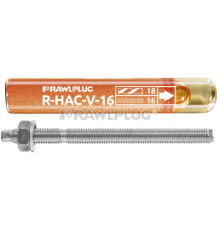 Химический анкер капсула RAWLPLUG (РАВПЛАГ) R-HAC-V-10 без стирола для забивания с анкерными шпильками в бетон без трещин (винилоэстровая смола), M10x9