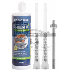 Химический клеевой анкер RAWLPLUG (РАВПЛАГ) R-KEM-II-410 без стирола для применения в бетоне и кирпиче с анкерными шпильками (полиэстровая смола), 410 