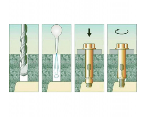 Анкерный болт с болтом из оцинкованной стали с желтопассивированным покрытием, M8 10x110 мм