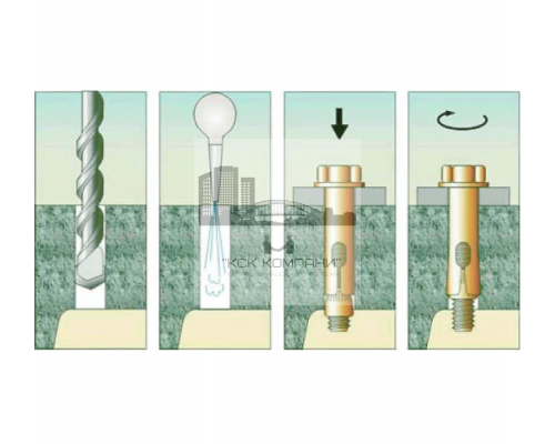 Анкерный болт с болтом из оцинкованной стали с желтопассивированным покрытием, M12 16x75 мм  купить в Москве