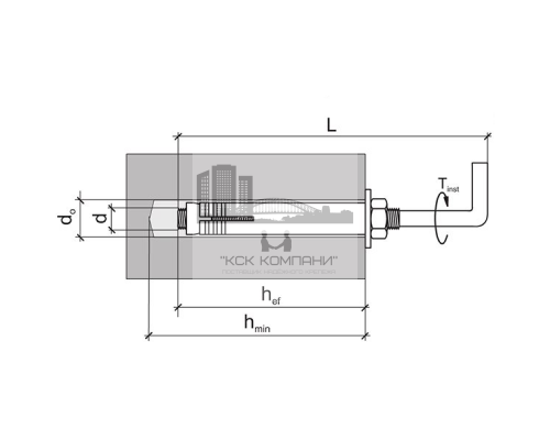 Анкерный болт с Г- образным крюком из оцинкованной стали с желтопассивированным покрытием, M10 12x130 мм  купить в Москве