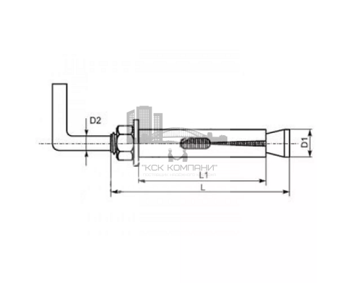 Анкерный болт с Г- образным крюком из оцинкованной стали с желтопассивированным покрытием, M8 10x60 мм