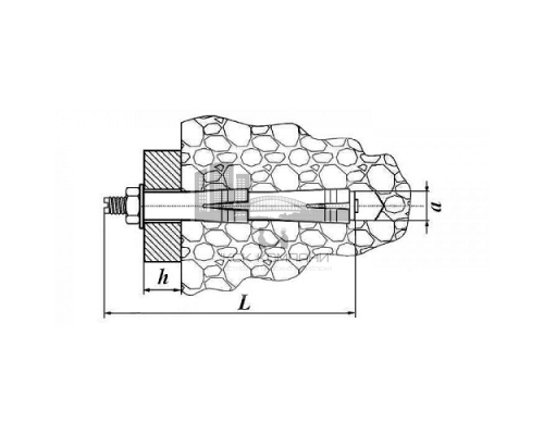 Анкерный болт с гайкой двухраспорный из оцинкованной стали с желтопассивированным покрытием, M16 20x250 мм  купить в Москве