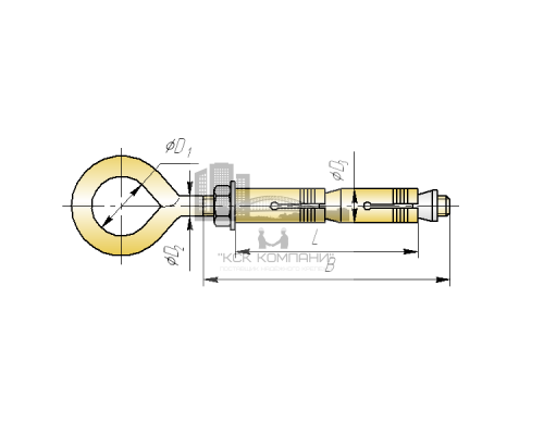 Анкерный болт с кольцом двухраспорный из оцинкованной стали с желтопассивированным покрытием, M10 14x250 мм  купить в Москве