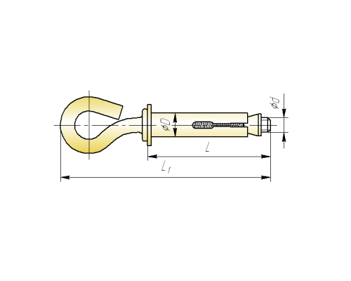Анкерный болт с кольцом из оцинкованной стали с желтопассивированным покрытием, M12 16x110 мм  купить в Москве