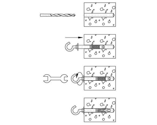 Анкерный болт с крюком из оцинкованной стали с желтопассивированным покрытием, M10 12x70 мм  купить в Москве