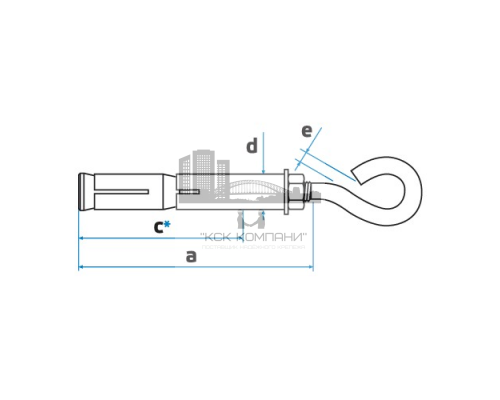 Анкерный болт с полукольцом двухраспорный из оцинкованной стали с желтопассивированным покрытием, M6 10x180 мм  купить в Москве