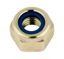 Гайка шестигранная самоконтрящаяся DIN 985 с нейлоновой вставкой (желтое пассивирование класс прочности 8), M12x1.5 мм