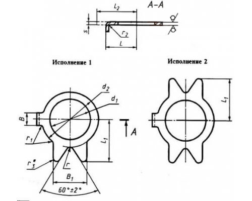 Шайба стопорная с носком ГОСТ 13465-77 Исп. 1 класс точности А (оцинкованная сталь), M16
