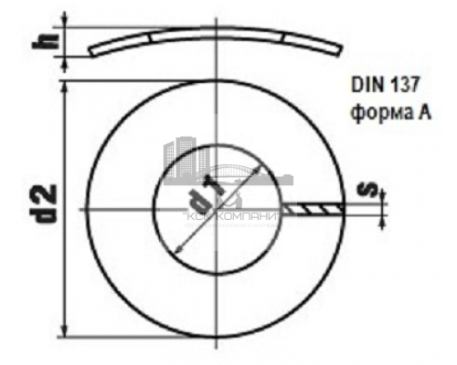 Шайба пружинная изогнутая DIN 137 A (A2) форма A, 10.5xM10