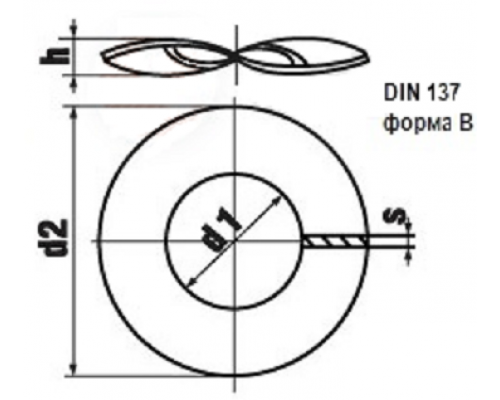 Шайба пружинная волнообразная DIN 137 B (A2) форма B, 4.3xM4