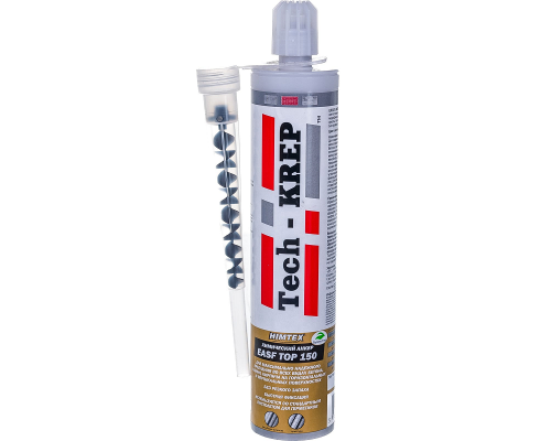 Двухкомпонентный химический анкер TECH-KREP (ТЕХ-КРЕП) EASF для анкерных креплений под высокие нагрузки в тяжелом бетоне железобетоне и природно
