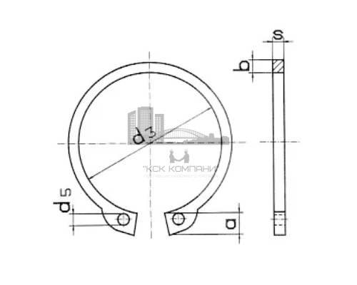 Кольцо стопорное внешнее ГОСТ 13942-86 для вала (оксидированная сталь), D30