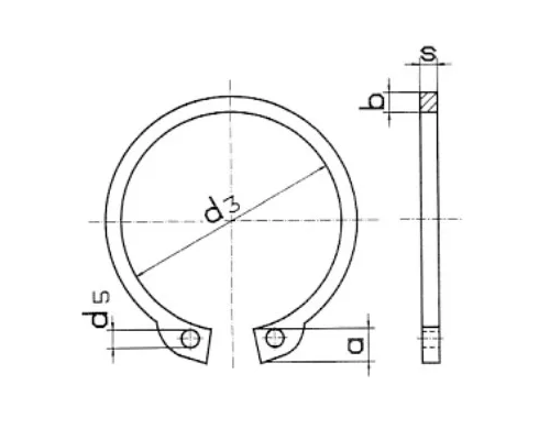 Кольцо стопорное внешнее ГОСТ 13942-86 для вала (оксидированная сталь), D30