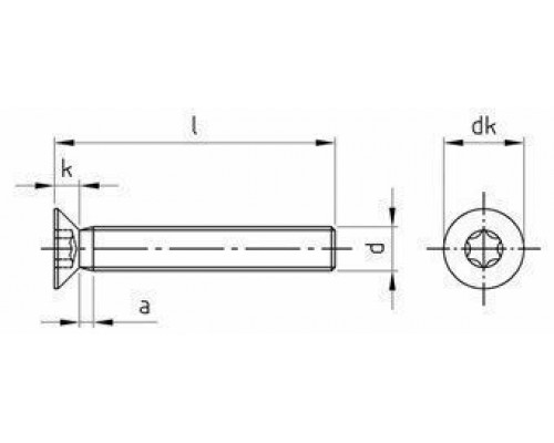Винт ISO 14581 (A2) с потайной головкой шлиц Torx, M6X35