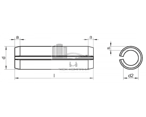 Штифт пружинный DIN 1481 из оксидированной стали, 6x70 мм