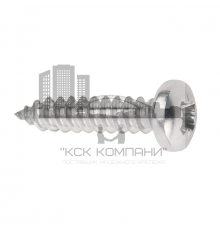 Винт самонарезающий DIN 7981 Z (A2) с острым концом с полуцилиндрической головкой шлиц Pozidriv, D2,2X16