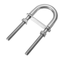 Скоба монтажная U образная в комплекте с гайками и пластинами для крепления трубопроводов (нержавеющая сталь A4/AISI 316), M4x30 мм (3/4")