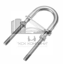 Скоба монтажная U образная в комплекте с гайками и пластинами для крепления трубопроводов (нержавеющая сталь A4/AISI 316), M4x30 мм (3/4")