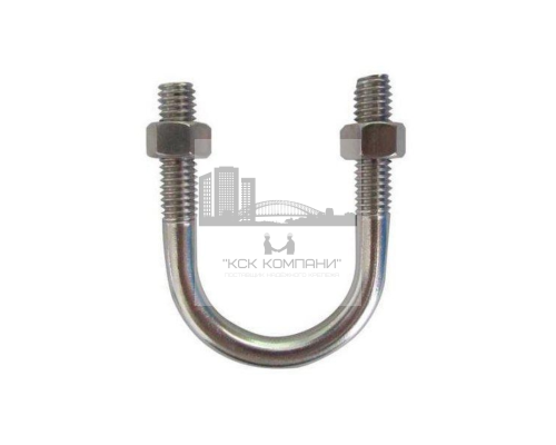 Скоба монтажная U образная DIN 3570 тип А без гаек для крепления труб и балок (нержавеющая сталь A2/AISI 304), M12x64 мм (2 1/4")