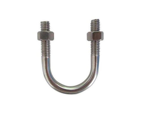 Скоба монтажная U образная DIN 3570 тип А без гаек для крепления труб и балок (нержавеющая сталь A2/AISI 304), M12x82 мм (2 1/2")