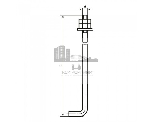 Болт фундаментный анкерный изогнутый ГОСТ 24379.1-80 Тип 1.1 сталь без покрытия, M30x1500 мм  купить в Москве