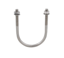 Скоба монтажная U образная WALRAVEN (ВАЛЬРАВЕН) BIS с гайками и шайбами для монтажа стальных труб (нержавеющая сталь A4/AISI 316), M8x42.4 мм (1 1/4")