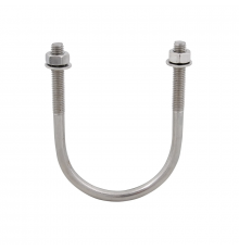 Скоба монтажная U образная WALRAVEN (ВАЛЬРАВЕН) BIS с гайками и шайбами для монтажа стальных труб (нержавеющая сталь A4/AISI 316), M8x60.3 мм (2")