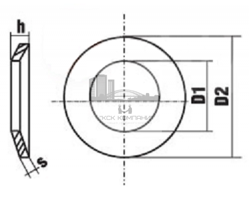 Шайба пружинная DIN 2093 тарельчатая (оксидированная сталь), 18.3х35.5х1.25 мм