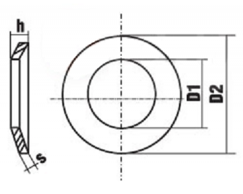 Шайба пружинная DIN 2093 тарельчатая (оксидированная сталь), 20.4х40х2 мм