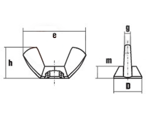 Гайка барашек DIN 315 AF (A2) американская форма, M12