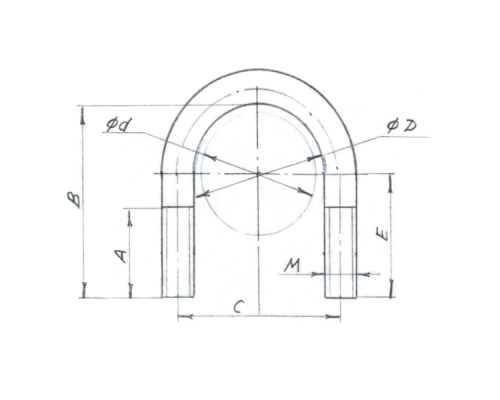 Скоба монтажная U образная DIN 3570 тип А без гаек для крепления труб и балок (оцинкованная сталь), M6x12-17 мм (3/8")
