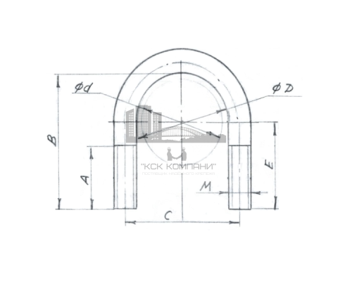 Скоба монтажная U образная DIN 3570 тип А без гаек для крепления труб и балок (оцинкованная сталь), M12x90-102 мм (3")
