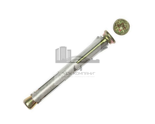 Анкер рамный с потайной головкой из оцинкованной стали с желтопассированным покрытием, M6 10x52 мм