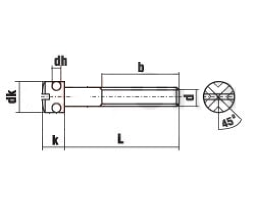 Винт пломбировочный DIN 404 с радиальными отверстиями и прямым шлицем оксидированная сталь, M4x6 мм