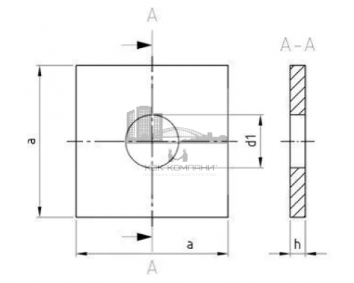 Шайба плоская квадратная DIN 436 (A4), 13.5xM12