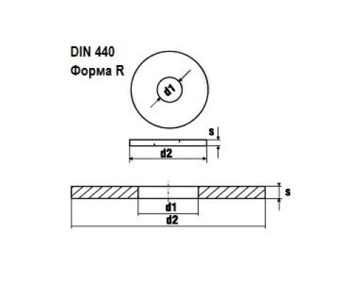 Шайба мебельная широкая с круглым отверстием DIN 440 R (A2) форма R, 11.0xM10