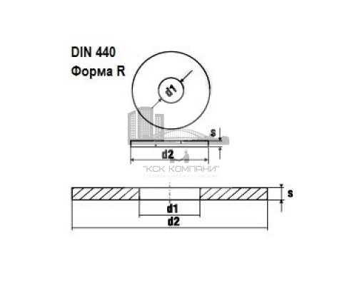 Шайба мебельная широкая с круглым отверстием DIN 440 R (A2) форма R, 13.5xM12