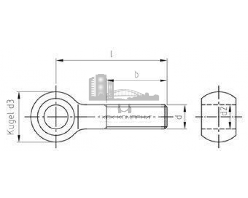 Болт откидной DIN 444 B нержавеющая сталь A2 / AISI 304, M12x90 мм