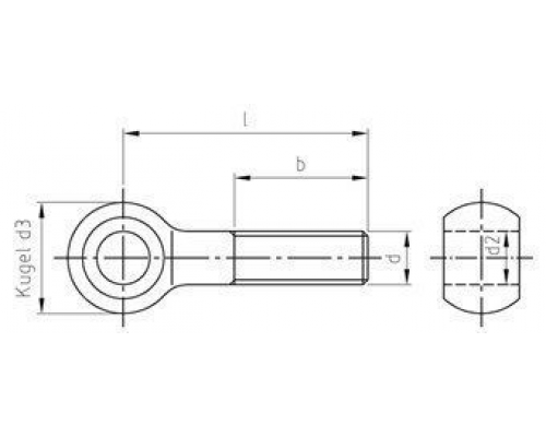 Болт откидной DIN 444 B нержавеющая сталь A2 / AISI 304, M8x50 мм