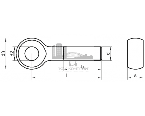 Болт откидной DIN 444 B с ушком и неполной резьбой оцинкованная сталь, M8x60 мм  купить в Москве