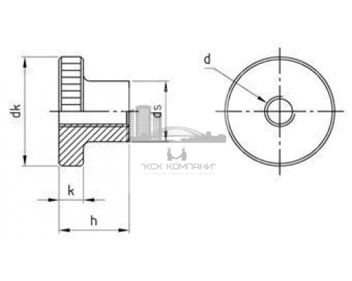 Гайка нажимная рифлёная высокая DIN 466 (A1), M10